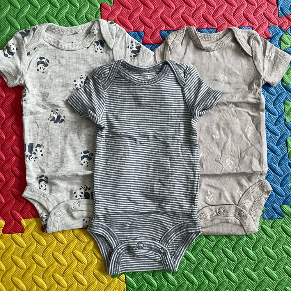 Carter's Gray and Blue Striped Bodysuit Set